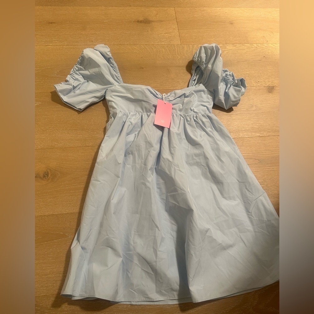 Amanda Uprichard Blue Puff Sleeve Sundress